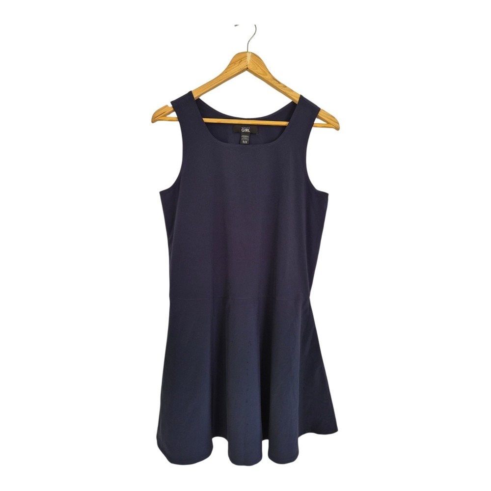 Athleta Girl Dress XL 14 Navy Blue Fit Flare Sleeveless Pockets Stretch